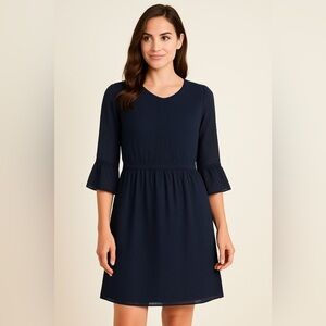 Banana Republic Navy Swiss Dot Fit & Flare Dress summer dress wedding guest